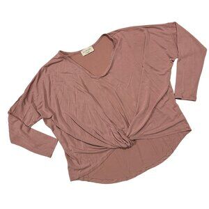 Lavender Field Blush Pink Women's Long Sleeve Knot Front Shirt